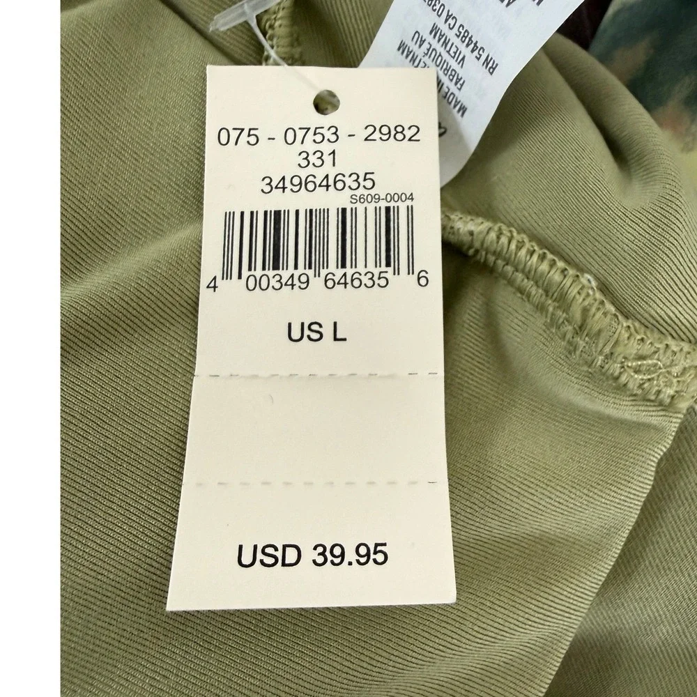 Aerie Women's‎ Olive Fun Printed Ruffle Scoop Bandeau Bikini Top Size Large NWT